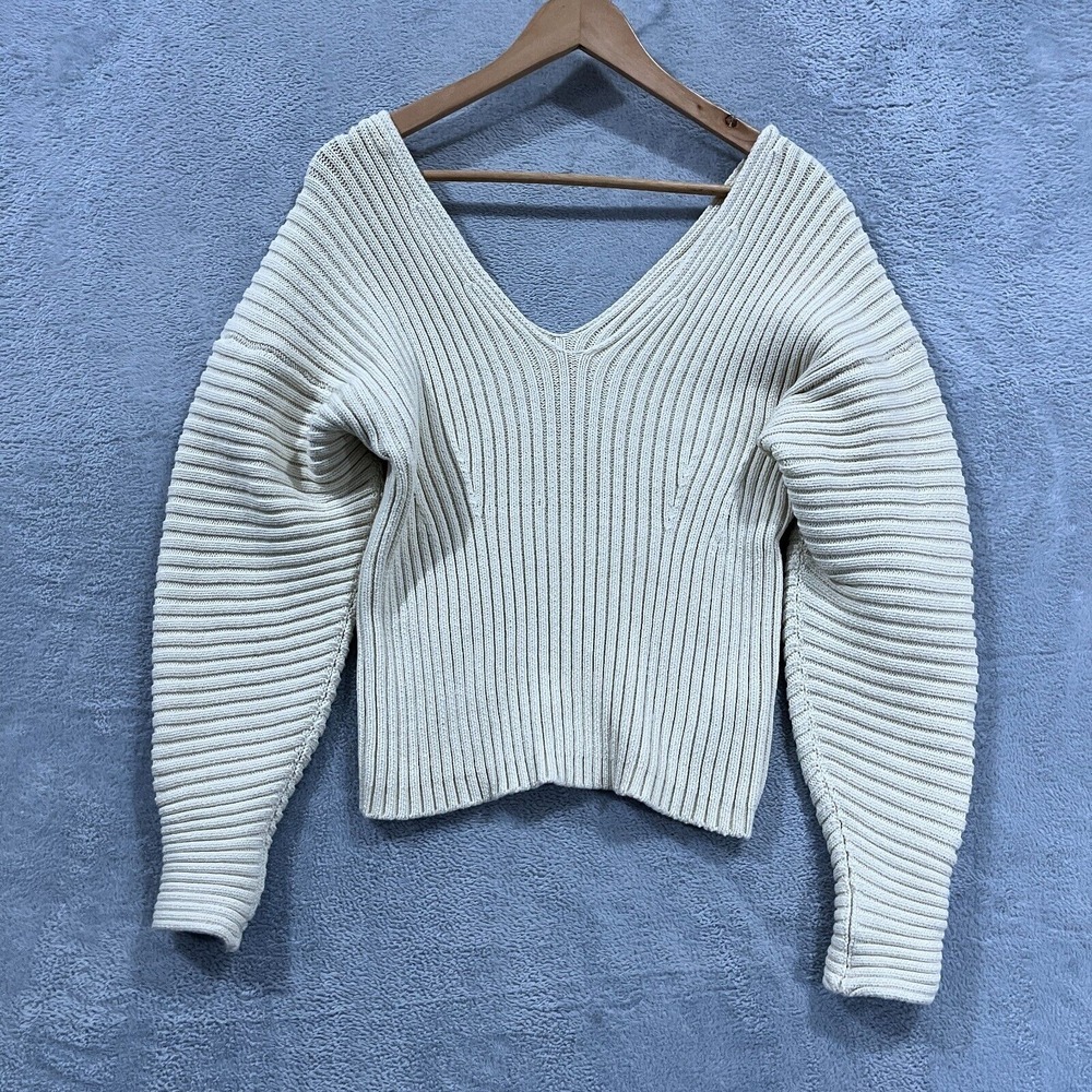 Scotch And Soda Maison Scotch Sweater Women's XS‎ Cream V Neck Pullover Ribbed